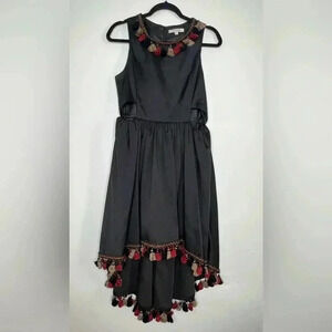 Francesca’s High Low Dress Cutout Waistline Fringes along Neckline and Hemline M